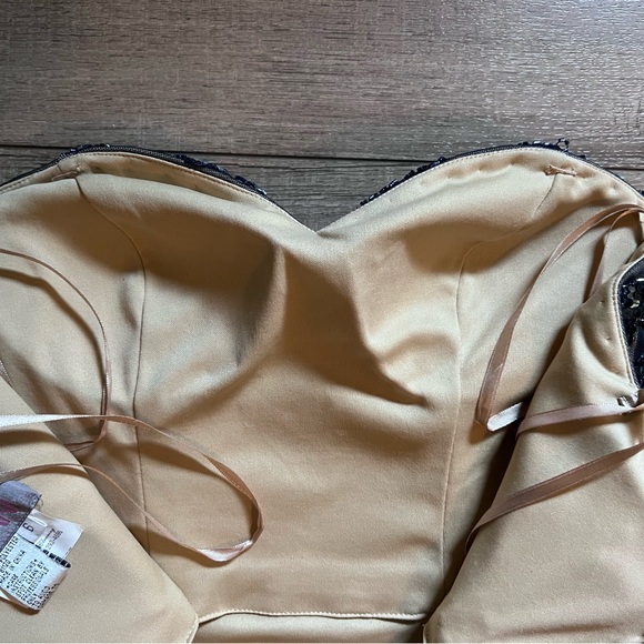 Elegant Strapless Blue Sequin Dress - Picture 7 of 11